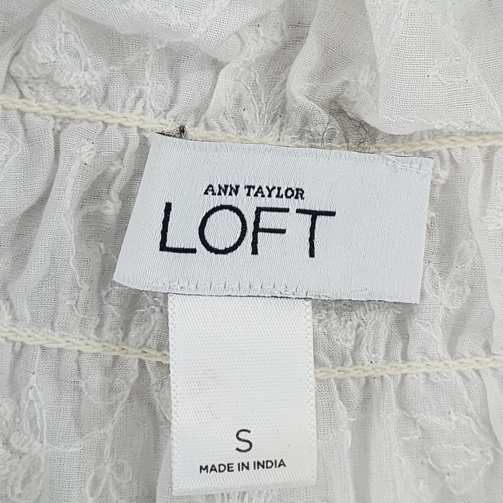 LOFT White Ruffle Button-Down Top - Picture 7 of 10